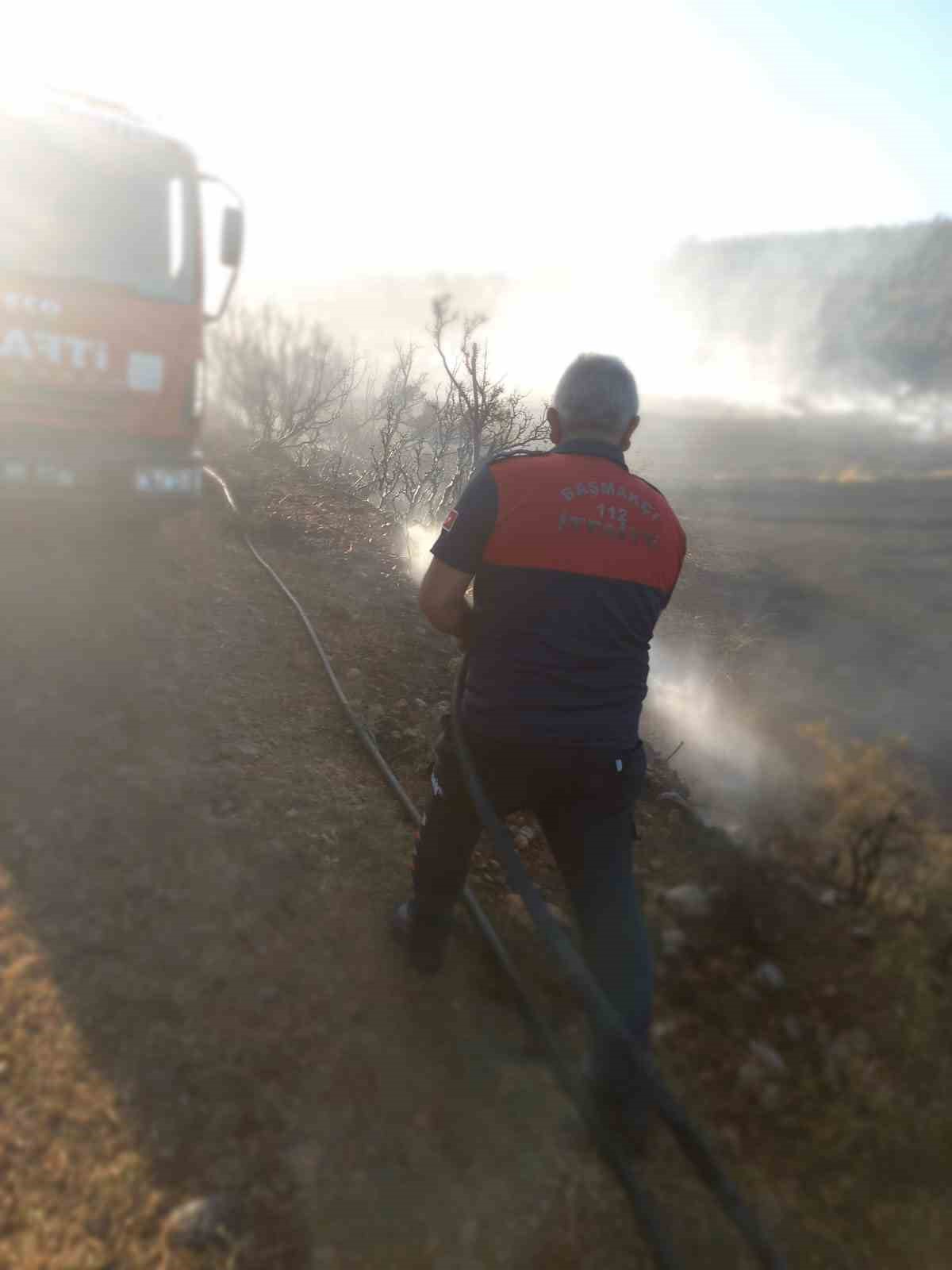 Başmakçı'da Hızlı İtfaiye Müdahalesiyle Arazi Yangını Söndürüldü.