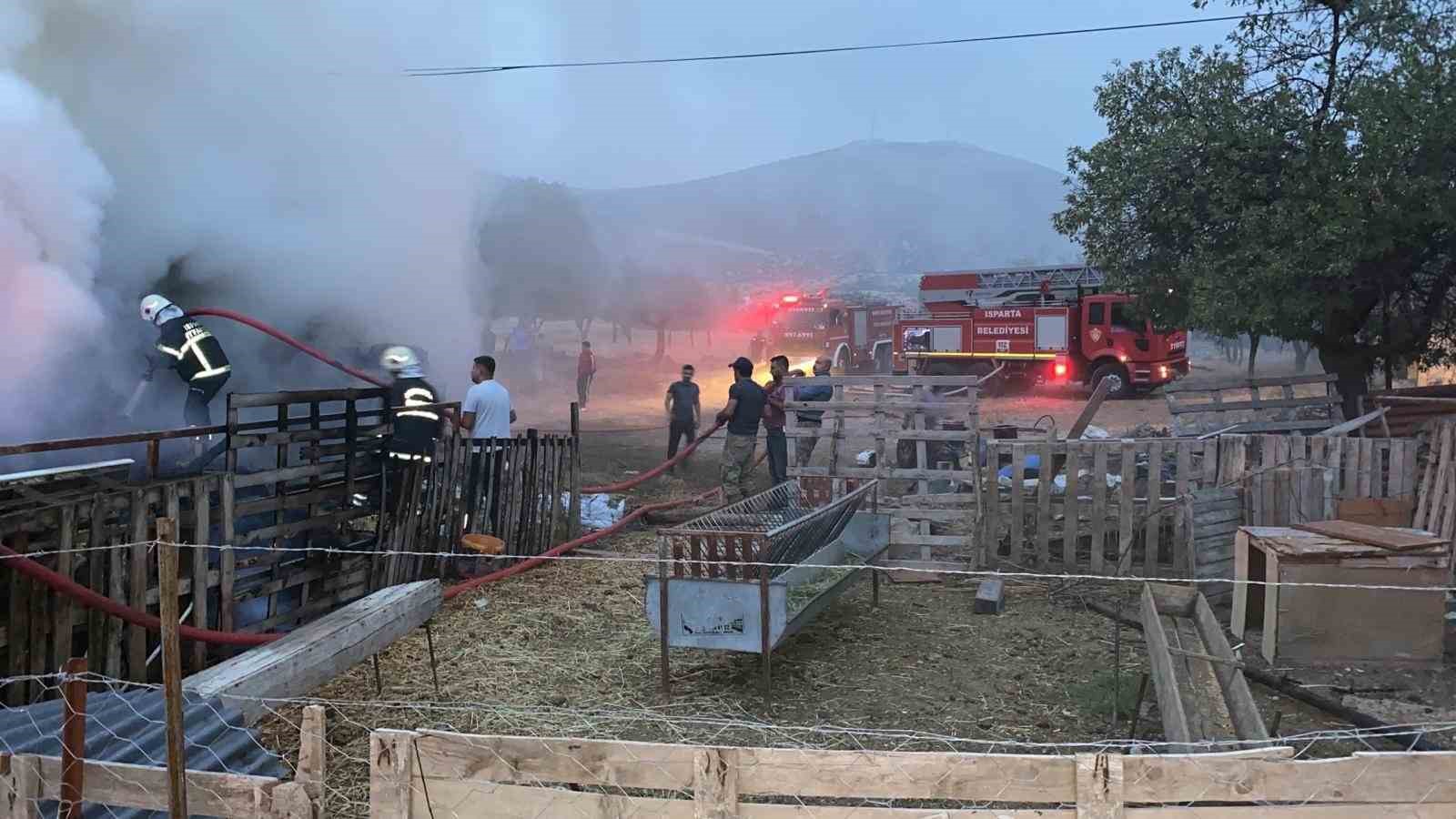 Isparta'da bir köydeki samanlık yangınında binlerce balya saman küle döndü.