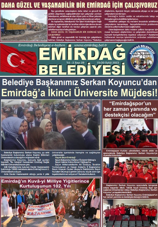 Emirdağ Belediyesi Faaliyetleri Bültene Ulaşın!