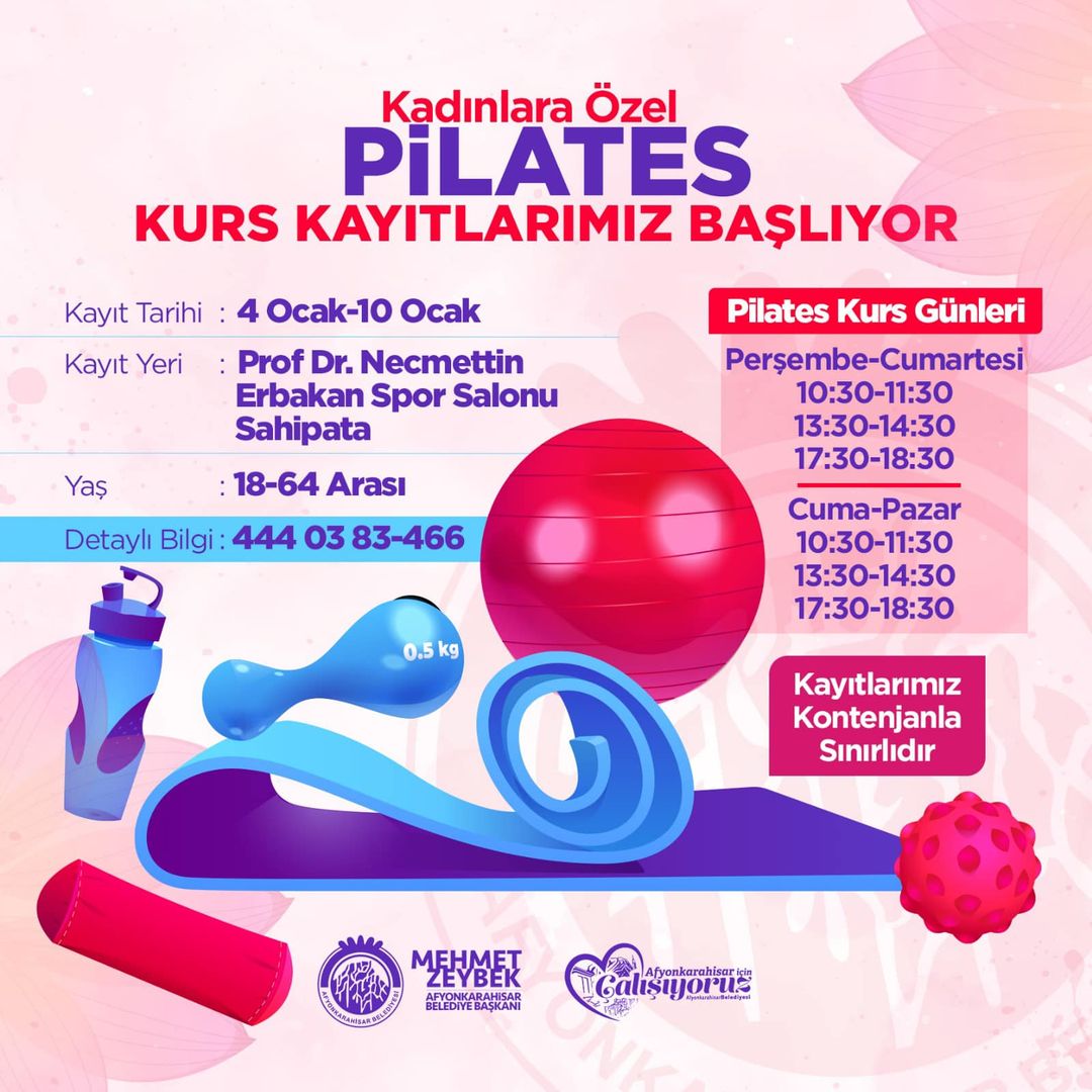 Afyonkarahisar Belediyesi, vatandaşlara yönelik pilates kursu açıyor!