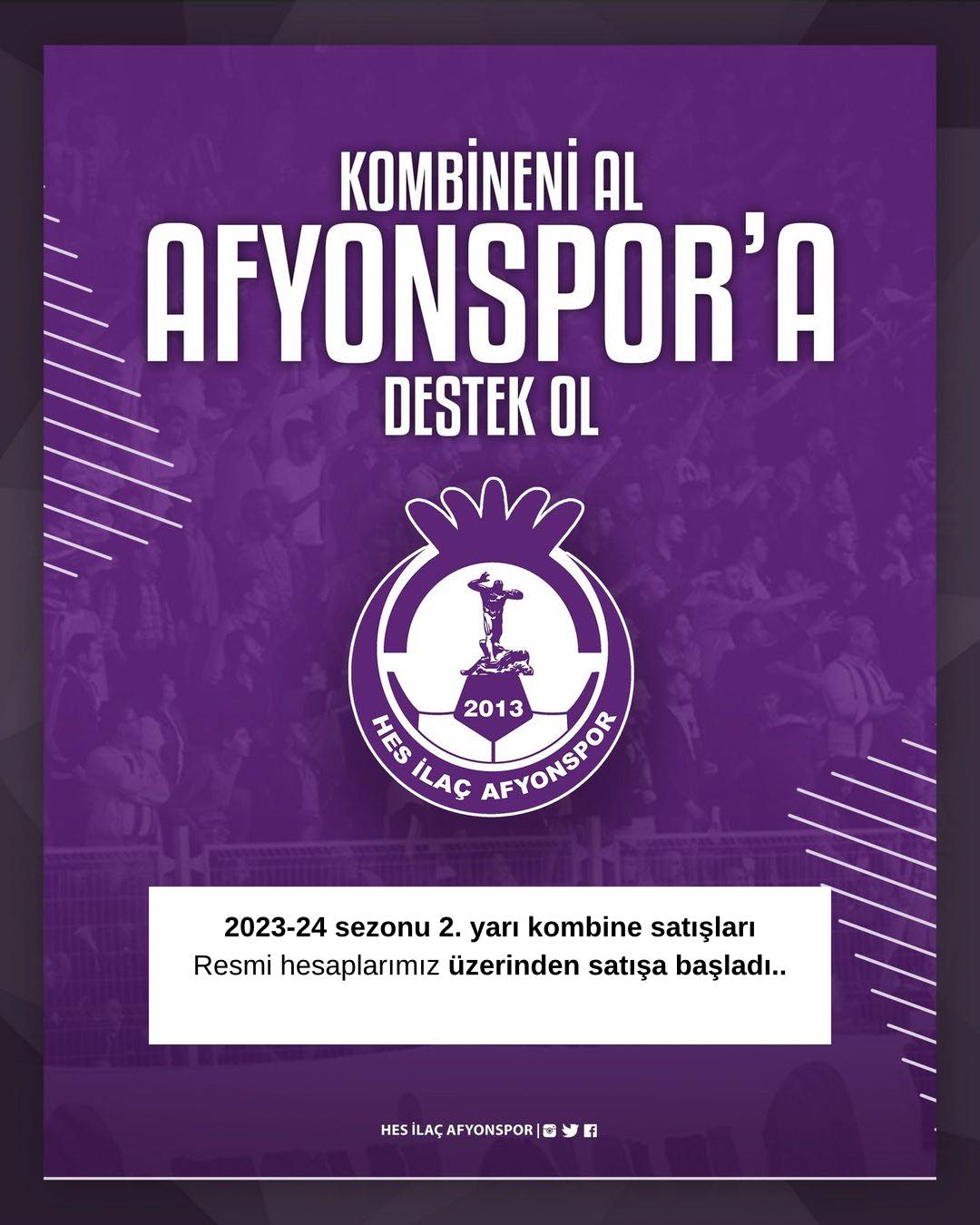 HES İlaç Afyonspor, 2. yarı kombinelerini satışa sundu