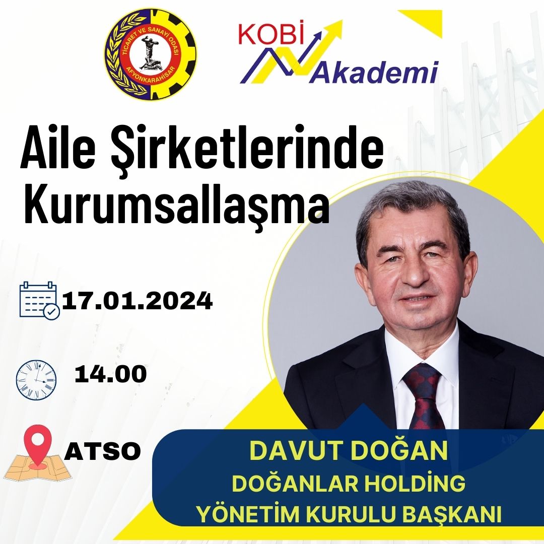 ATSO, Aile Şirketlerinde Kurumsallaşma Semineri Düzenliyor