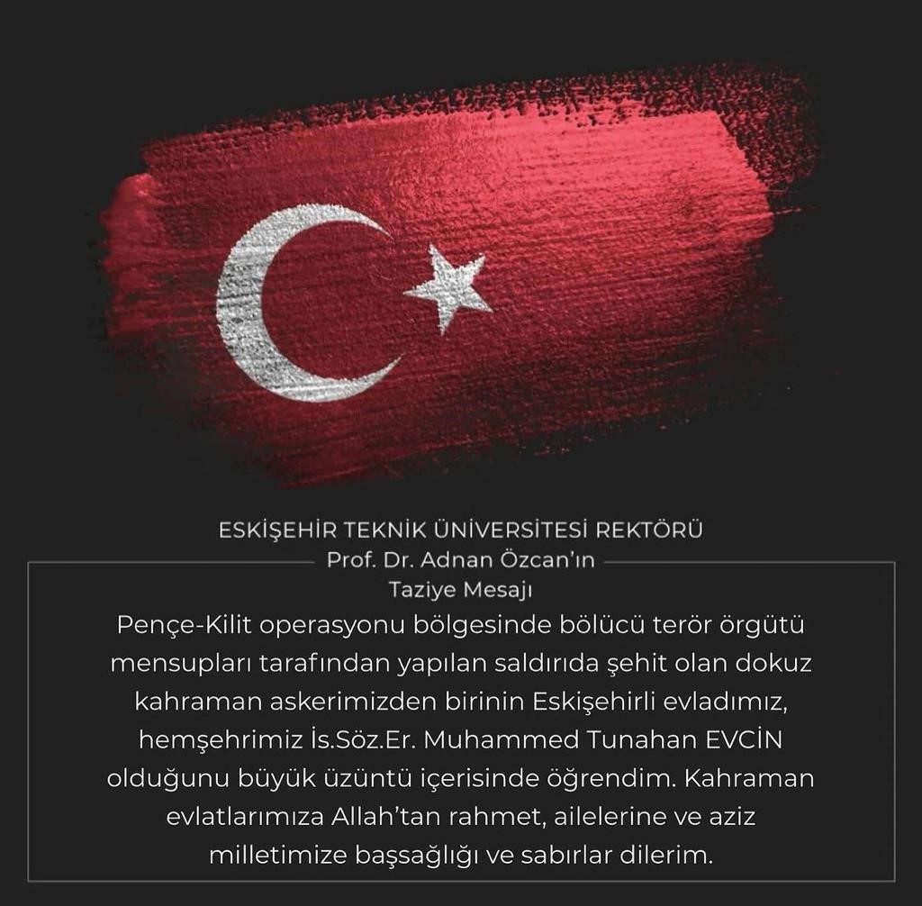 ESTÜ Rektörü Prof. Dr. Adnan Özcan'dan Taziye Mesajı