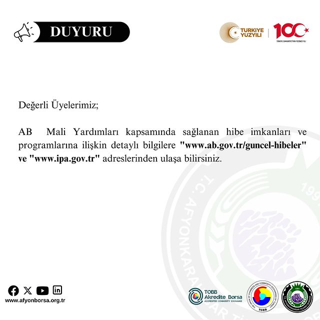 Afyonkarahisar Ticaret Borsası, Avrupa Birliği'nin mali yardımlarını işletmelere tanıtıyor.