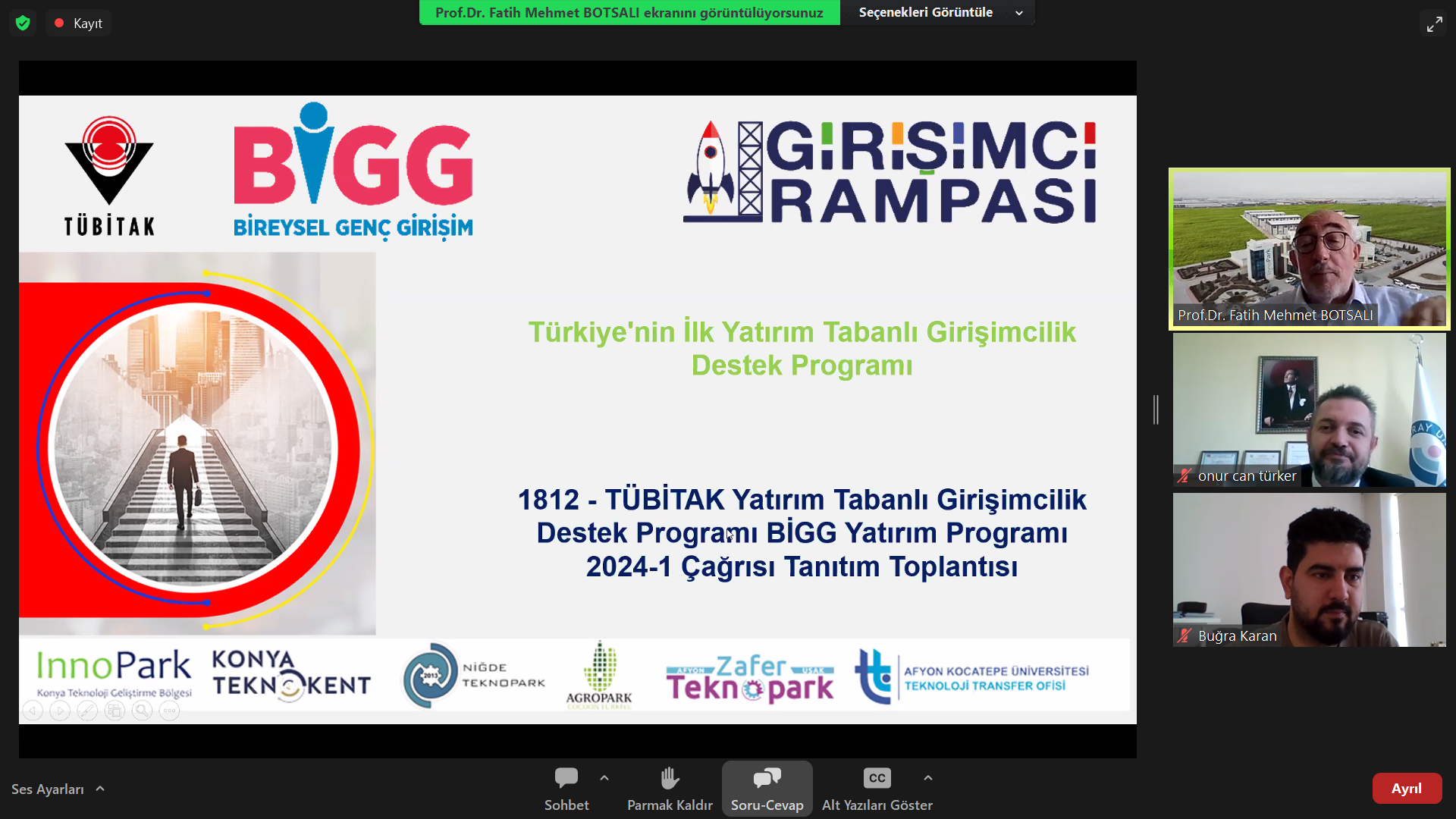 TÜBİTAK BİGG 1812 2024-01 Yatırım Tabanlı Girişimcilik Destek Programı Çağrısı Bilgilendirme Toplantısı Gerçekleştirildi.