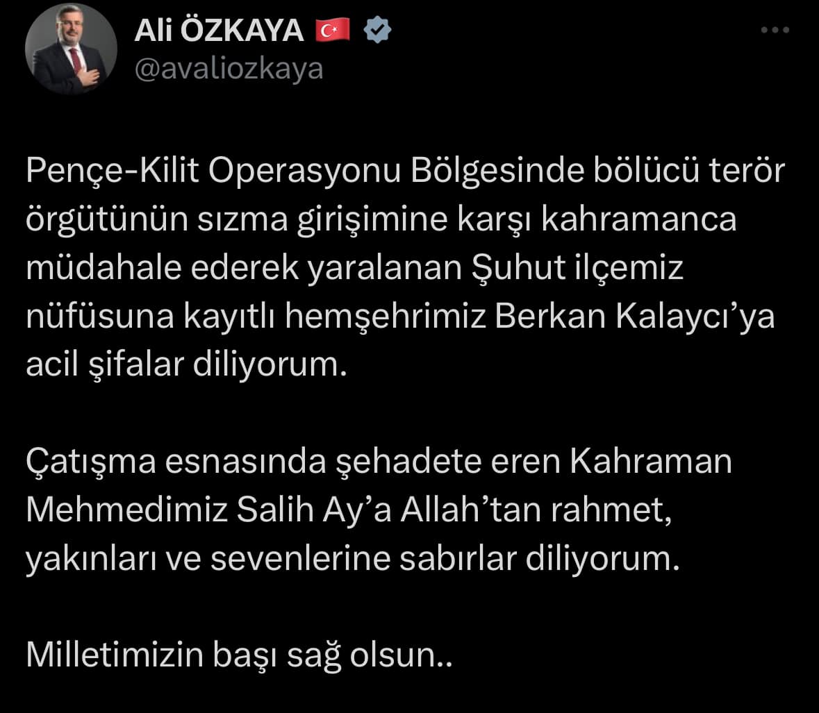 Şehit düşen kahraman askerimize başsağlığı, yaralı askerimize acil şifalar dileriz. #Afyonkarahisar #Şuhut #terörle mücadele