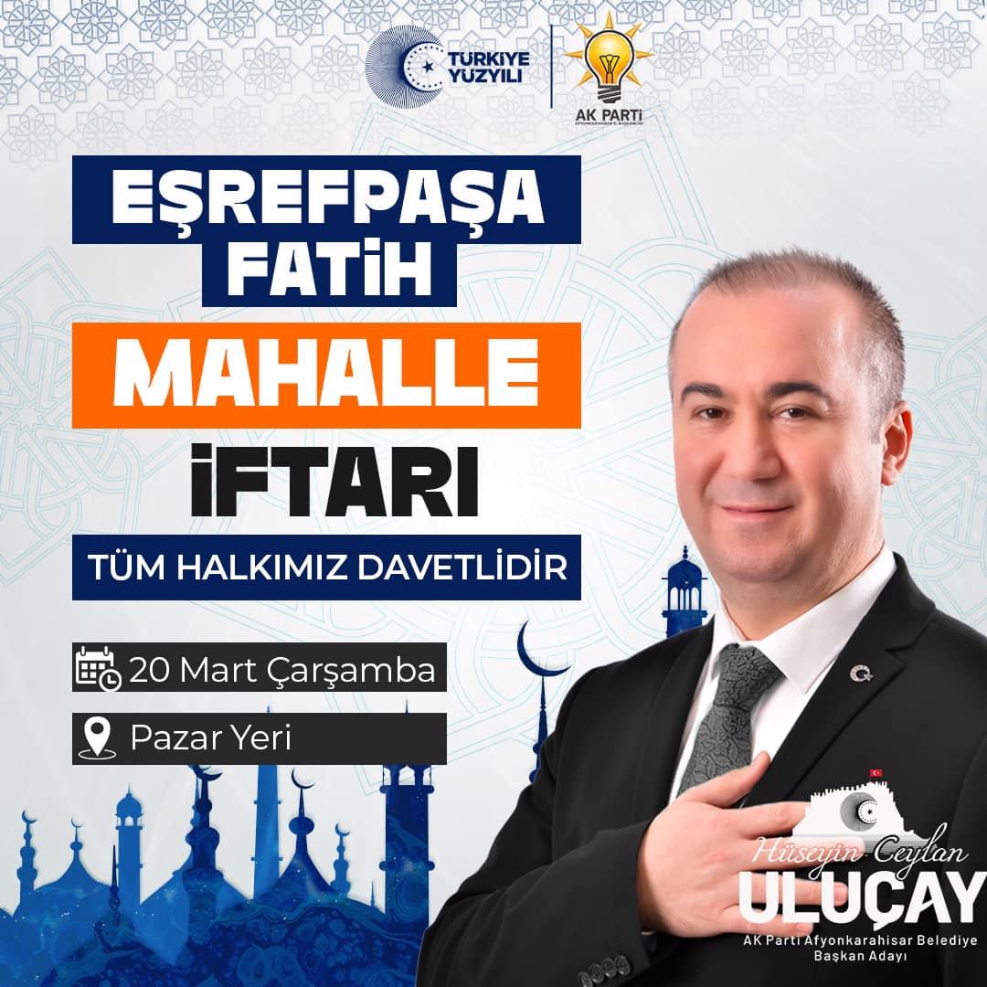 Afyonkarahisar'da mahalle iftarı etkinliği düzenlenecek.