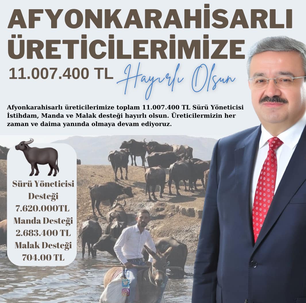 Afyonkarahisarlı Üreticilere 11 Milyon TL Destek