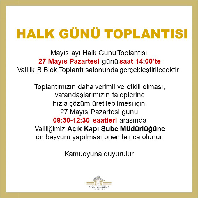 Mayıs Ayı Halk Günü Toplantısı