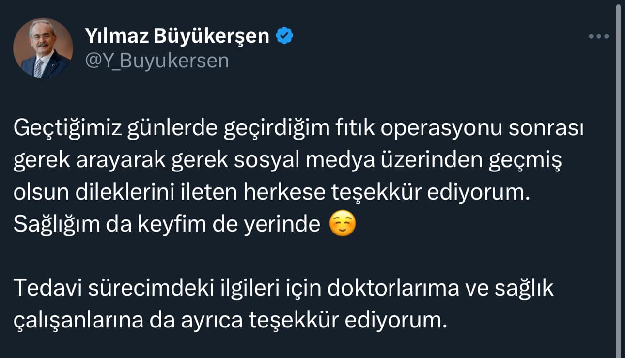 Eskişehir Büyükşehir Belediye Başkanı Yılmaz Büyükerşen'den Teşekkür Mesajı