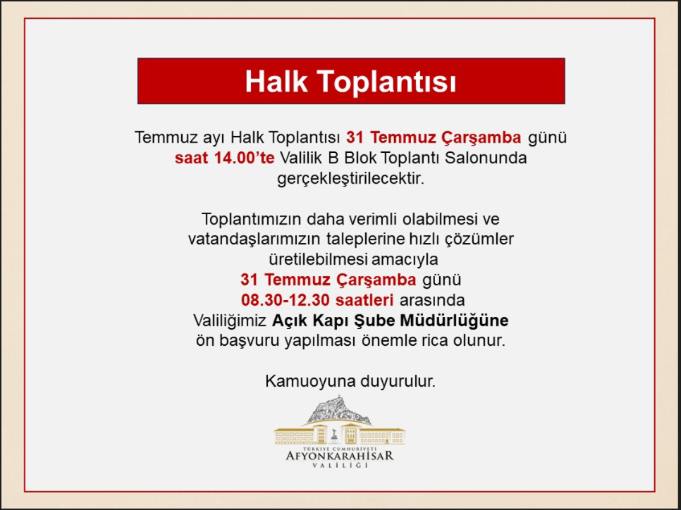 Temmuz Ayı Halk Günü Toplantısı