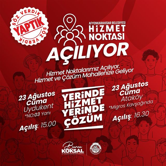 Afyonkarahisar'da Belediye Hizmet Noktaları Açılıyor