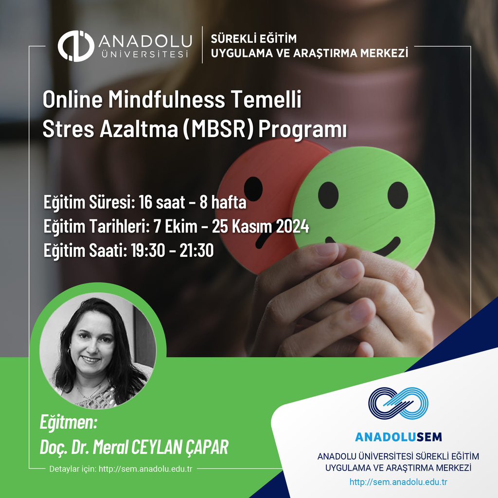 Anadolu Üniversitesi Online Mindfulness Temelli Stres Azaltma Programını Başlatıyor