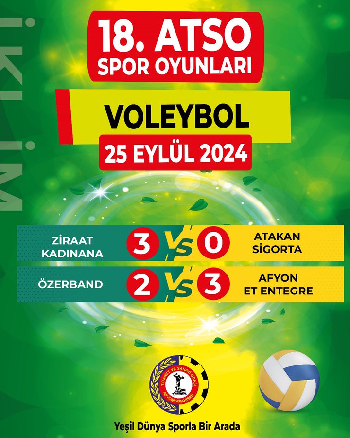 18. ATSO Spor Oyunları'nda Voleybol Müsabakaları Sona Erdi