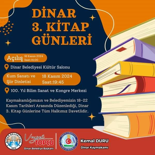 Afyonkarahisar'da Edebiyat Fırtınası: Dinarda Kitap Günleri Başlıyor