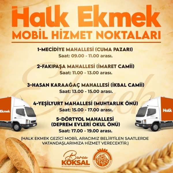 Afyonkarahisar'da Halk Ekmek Hizmeti Mahallenize Geliyor!