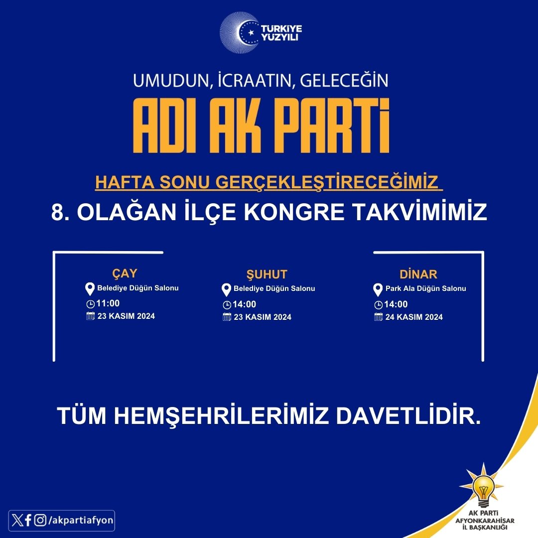 Afyonkarahisar'da AK Parti 8. Olağan İlçe Kongreleri Heyecanı