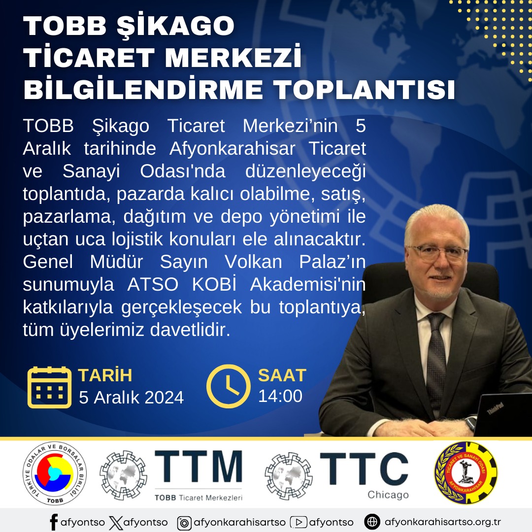 Afyonkarahisar'da Şikago Ticaret Fırsatları İçin Önemli Toplantı