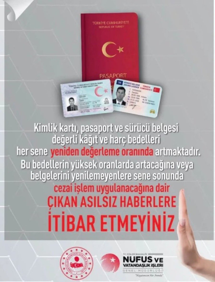 Kimlik, Pasaport ve Ehliyet İşlemlerinde Değerli Kağıt Uyarısı