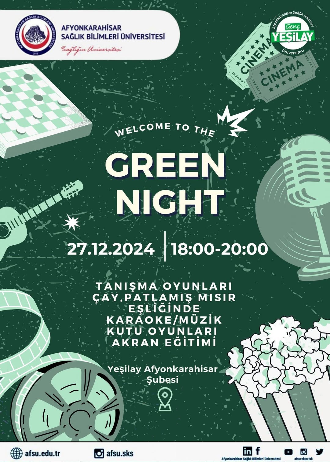 AFSÜ'de Green Night: Genç Yeşilay, Sağlıklı Bir Gelecek İçin Bir Araya Geldi