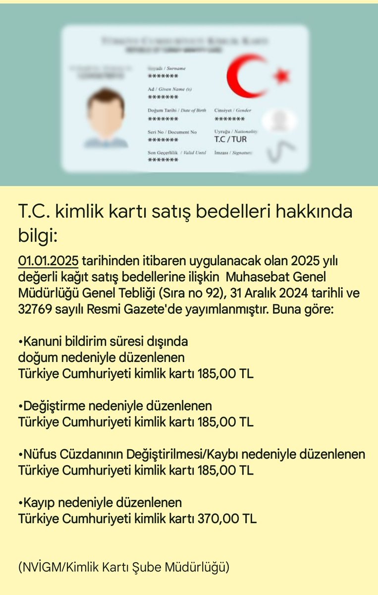 Afyonkarahisar'da TC Kimlik Kartı Satış Bedelleri Üzerine Önemli Bilgilendirme