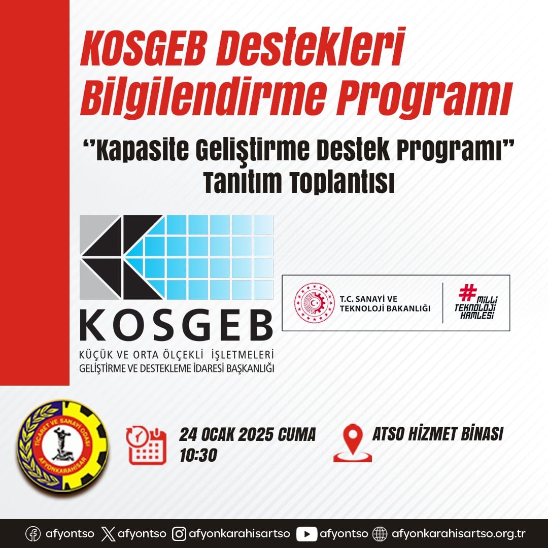 KOSGEB Destekleriyle İşletmenizi Güçlendirin: ATSO'da Tanıtım Toplantısı