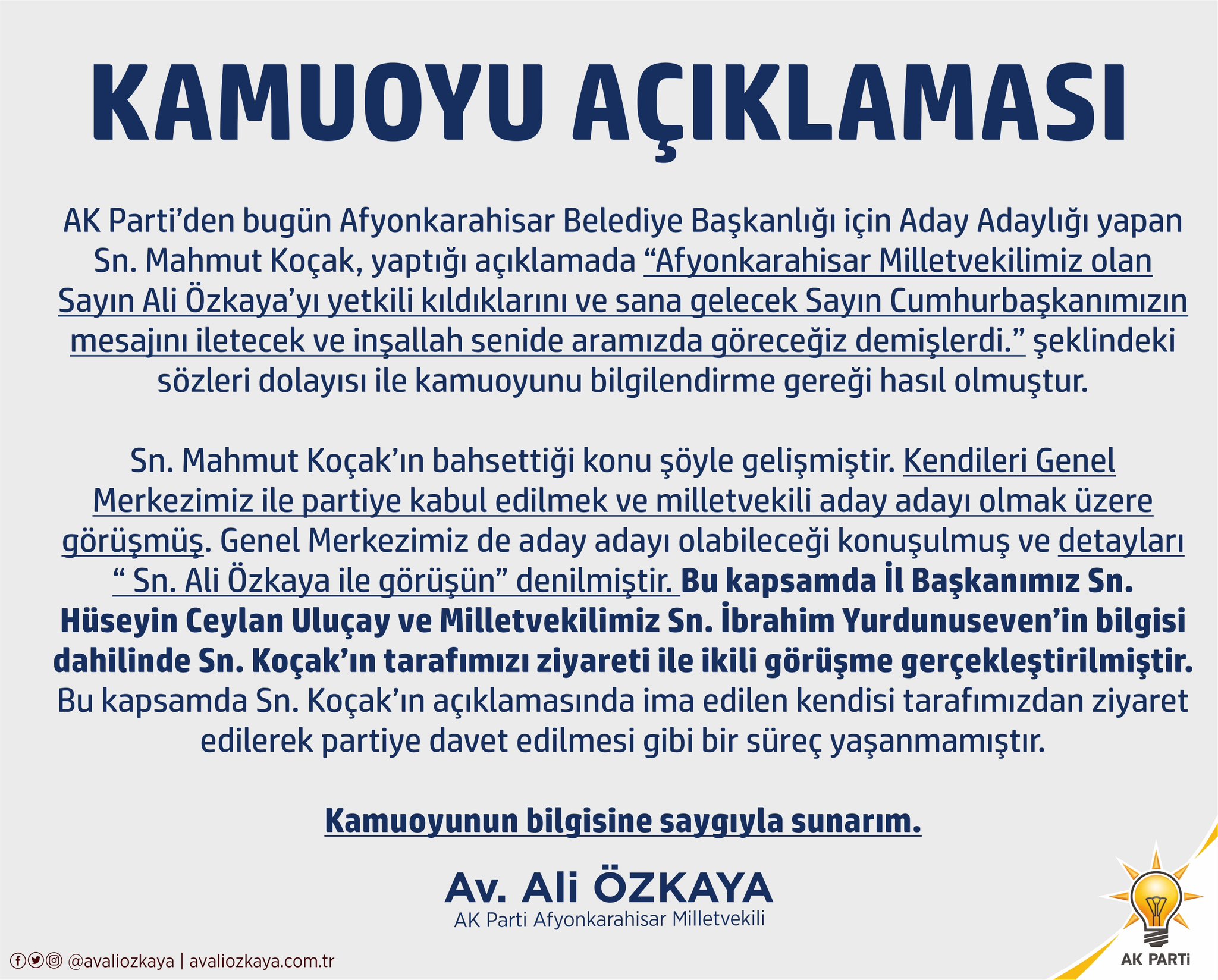 Ali Özkaya, Mahmut Kocak'ı Yalanladı!